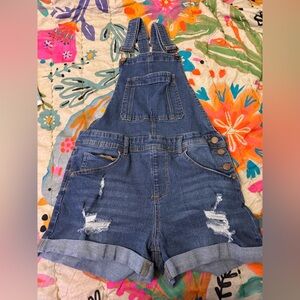 Kids Distressed Denim Overalls
